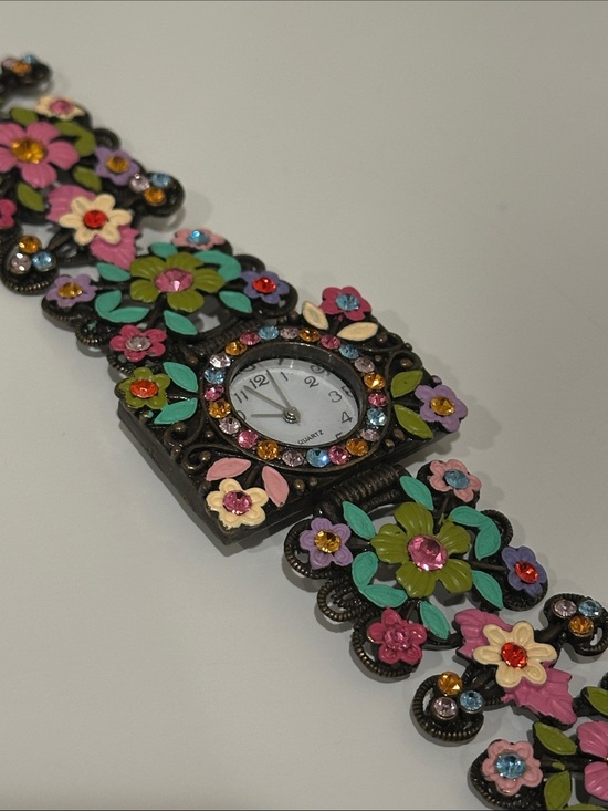 Jewelry - Mimenx MX Design Floral Crystal Accent Bracelet Watch - Multicolor